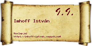 Imhoff István névjegykártya